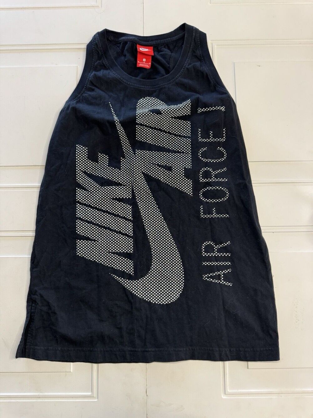 Nike Air Force 1 Womens Sz M Tank Top Black Cotton Red Label AF1 Stars Logo